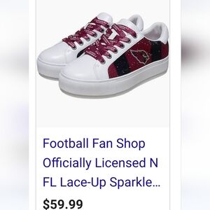 New Women White and Red Lace-Up Sneakers Cardinals Team